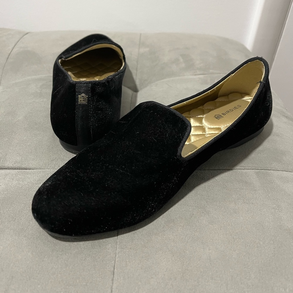 Birdies Black Velvet Loafers